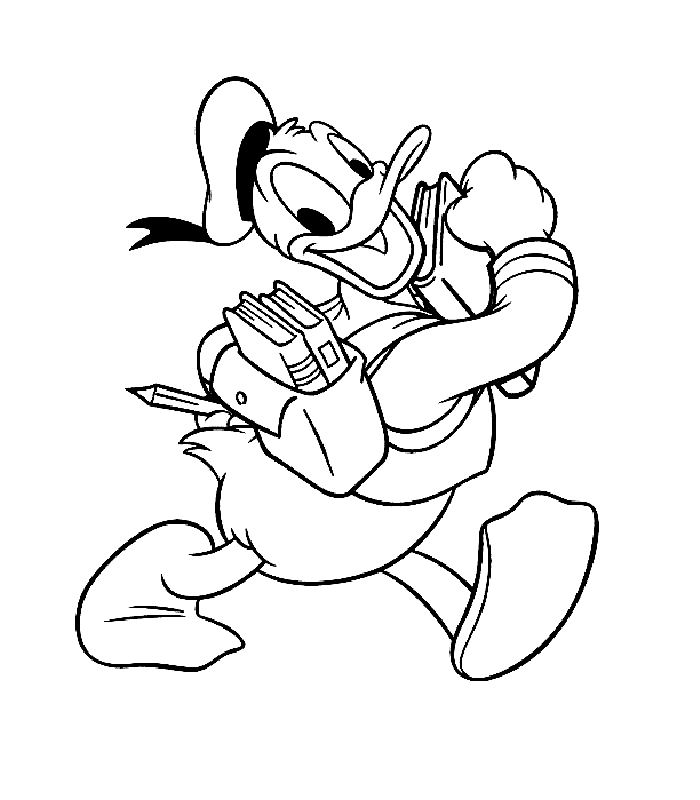Donald going to School Coloring Page
