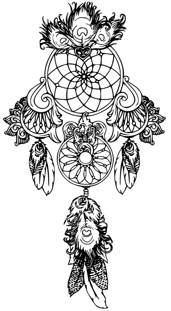 Dreamcatcher Tattoo Coloring Pages for Adults