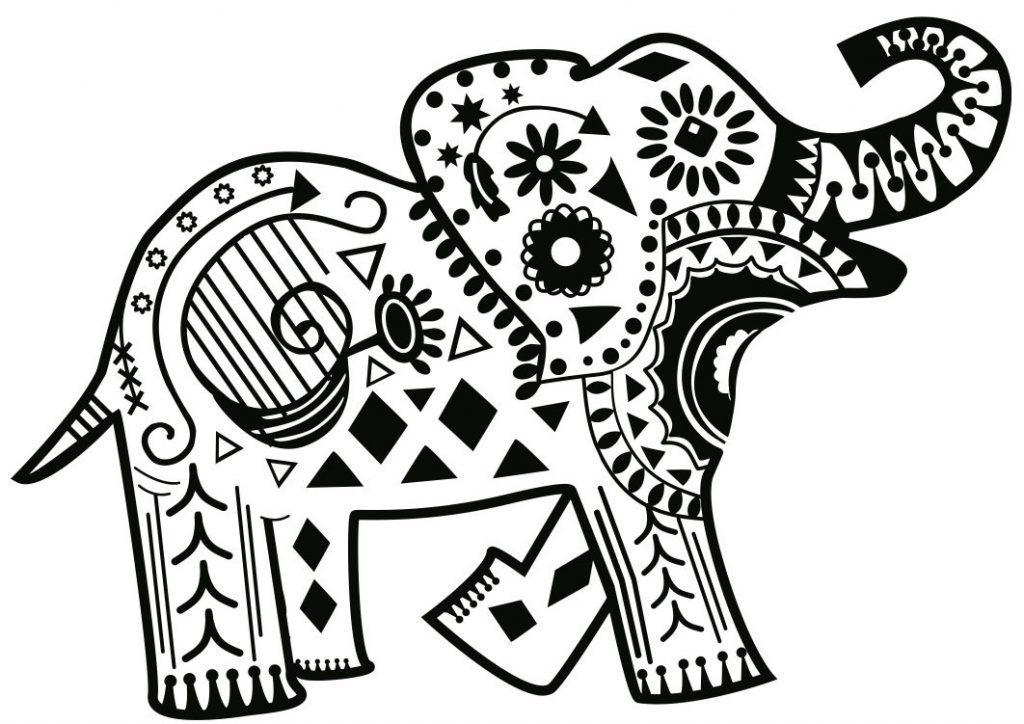 Elephant Coloring Page for Adults
