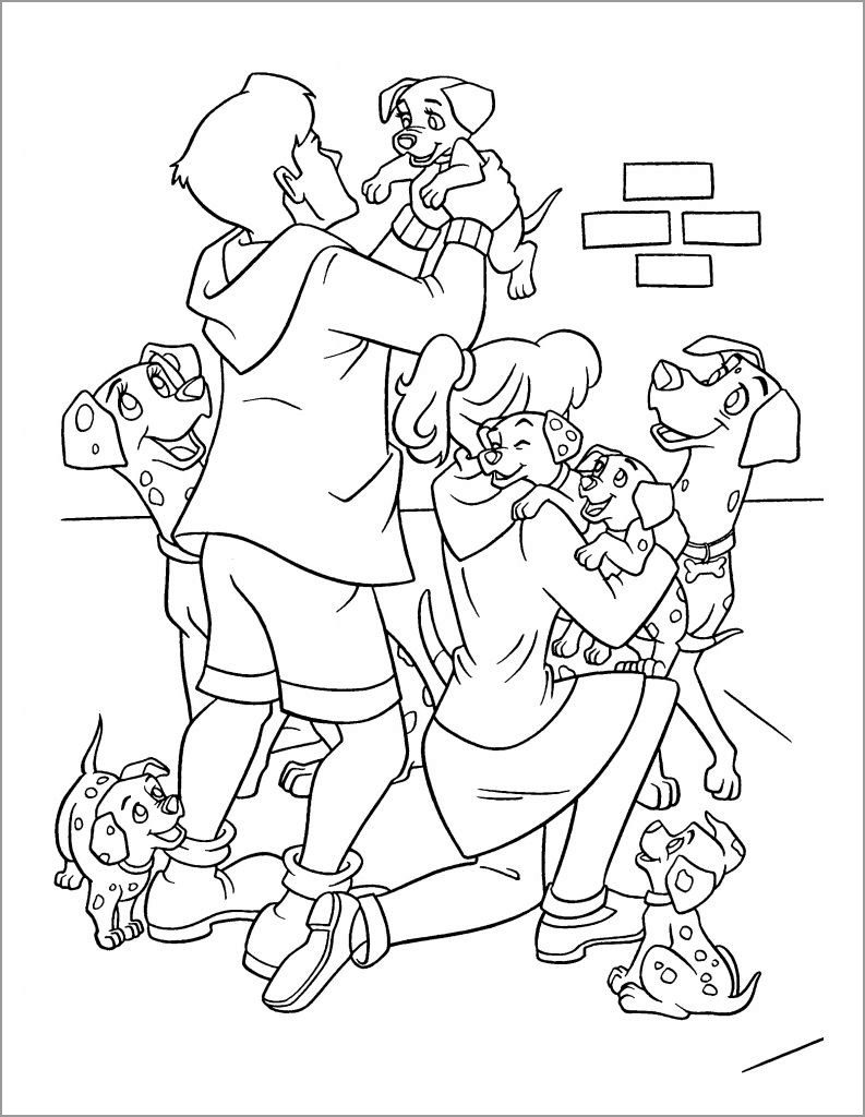 Happy 101 Dalmations Coloring Pages