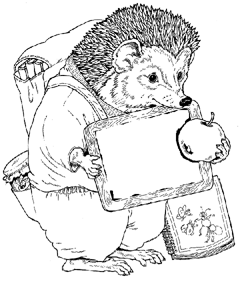 Hedgehog Going to School Coloring Pages