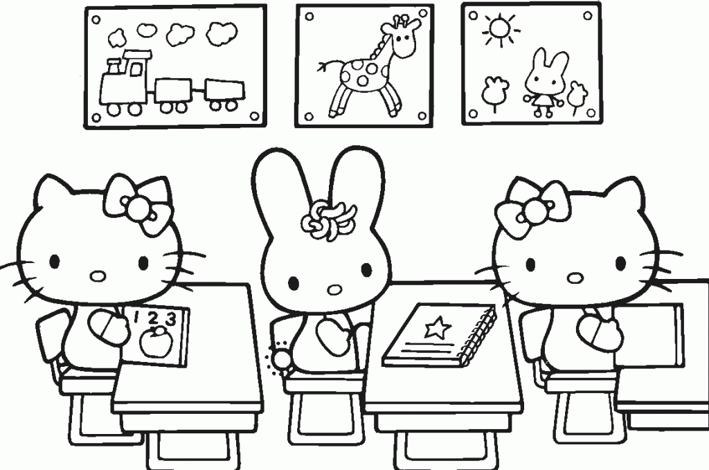 Hello Kitty School in September Coloring Page