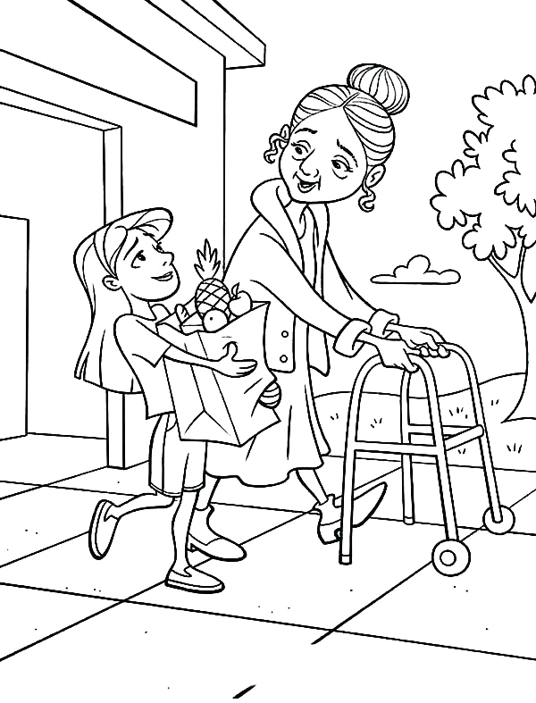 Helping With Groceries Coloring Page