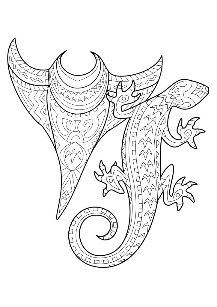 Lizard Tattoo Coloring Pages for Adults