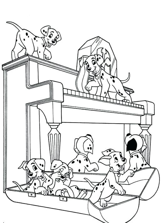 Puppies Everywhere - 101 Dalmations Coloring Pages