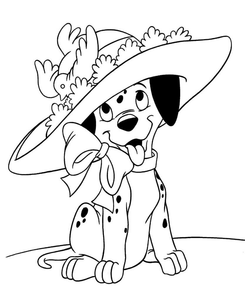 Puppy in Hat - 101 Dalmations Coloring Pages