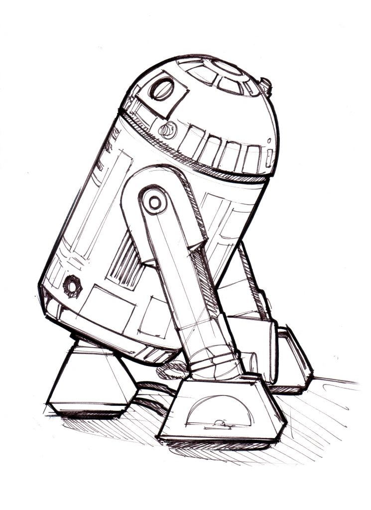 R2D2 Sketch Coloring Page