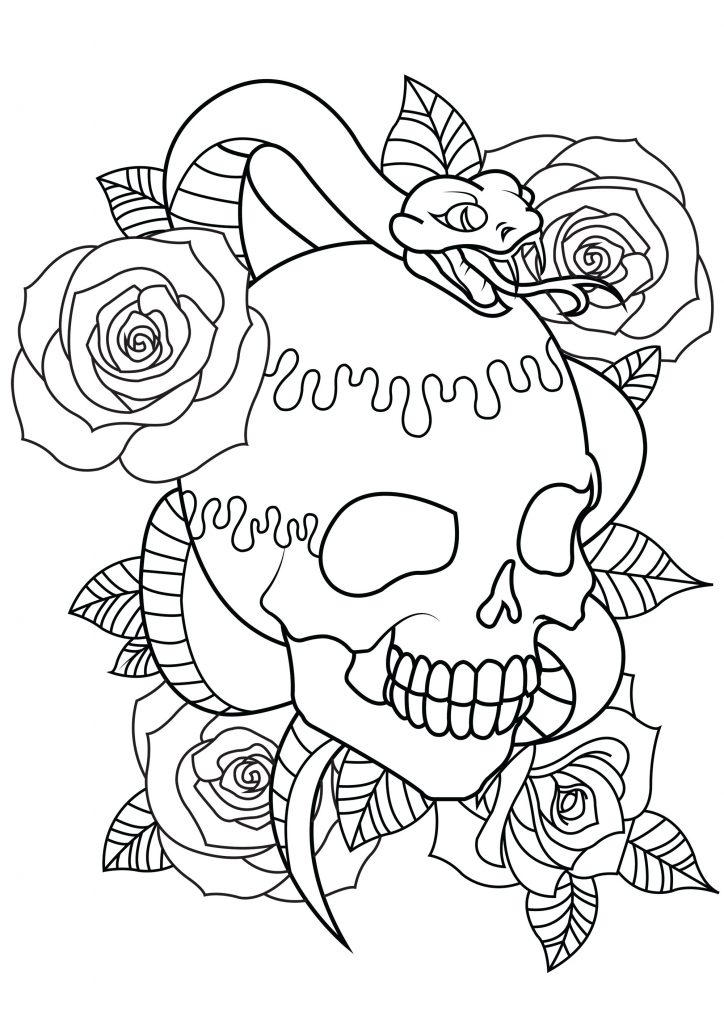 Skull Tattoo Coloring Pages for Adults