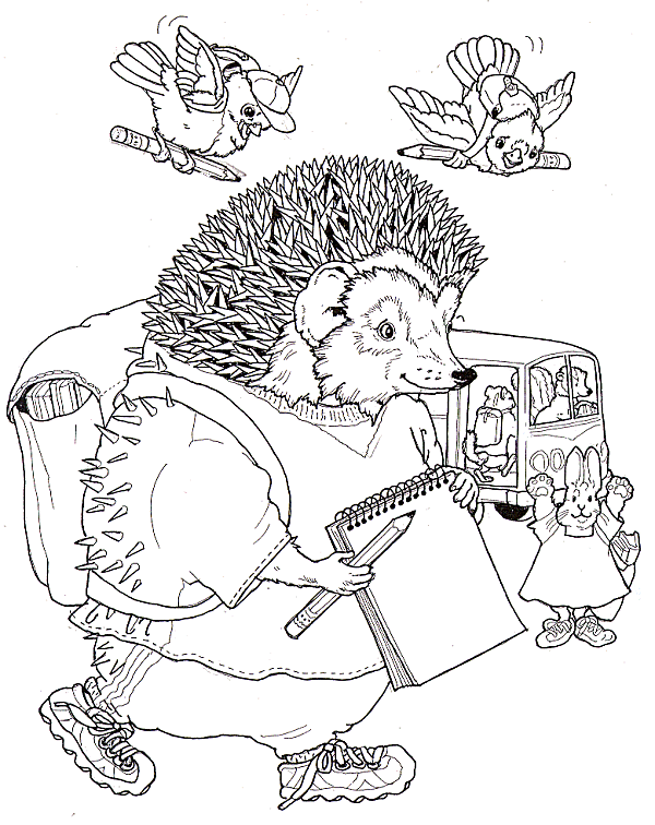 Student Hedgehog Coloring Page