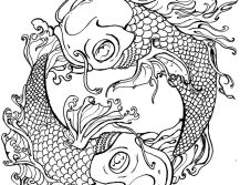 Yin Yang Fish Tattoo Adult Coloring