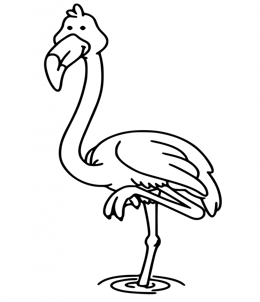 Cartoon Flamingo Coloring Page for Kids