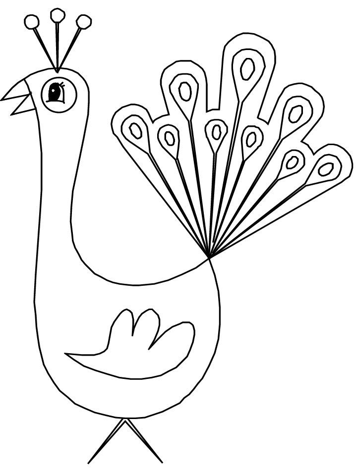 Easy Peacock Coloring Pages