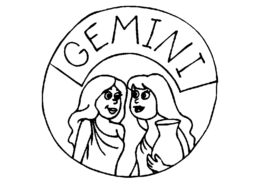 Gemini Zodiac Sign Coloring Page