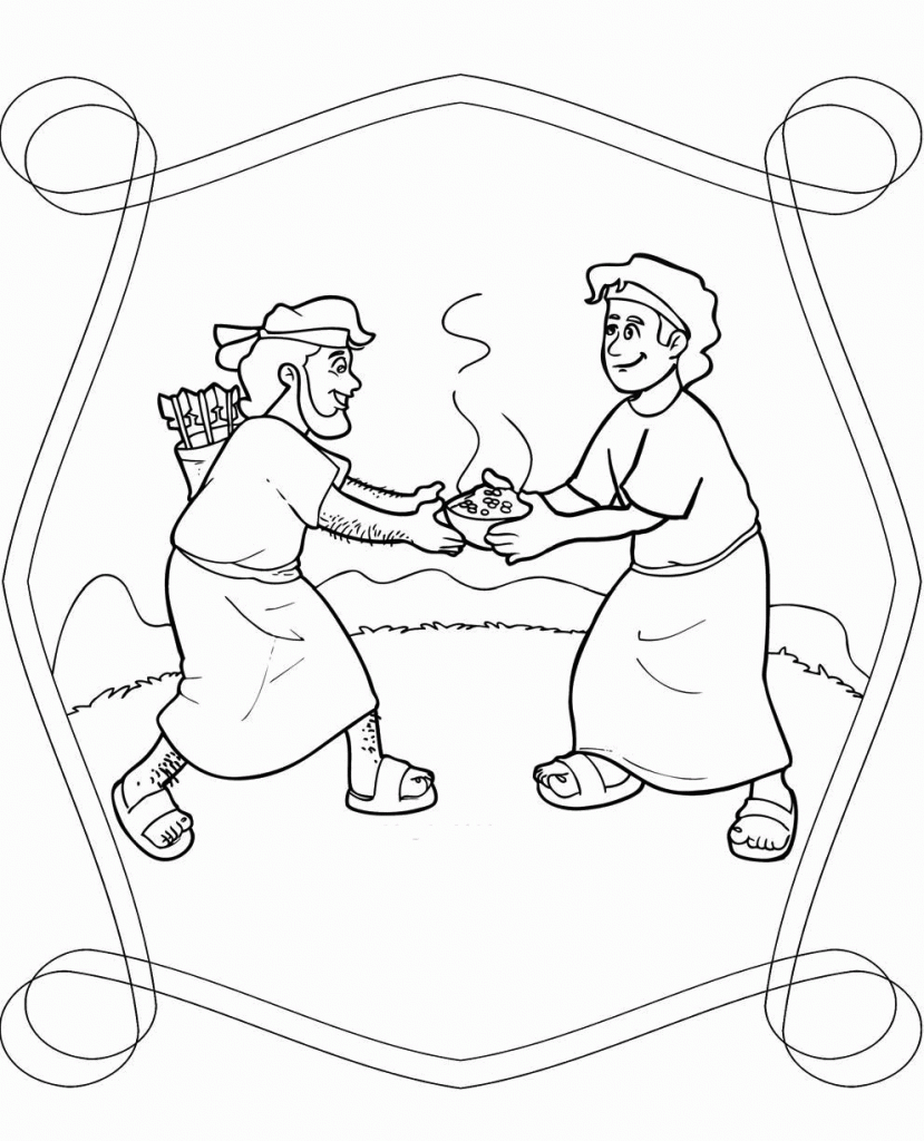 Jacob Giving Esau Soup Coloring Page