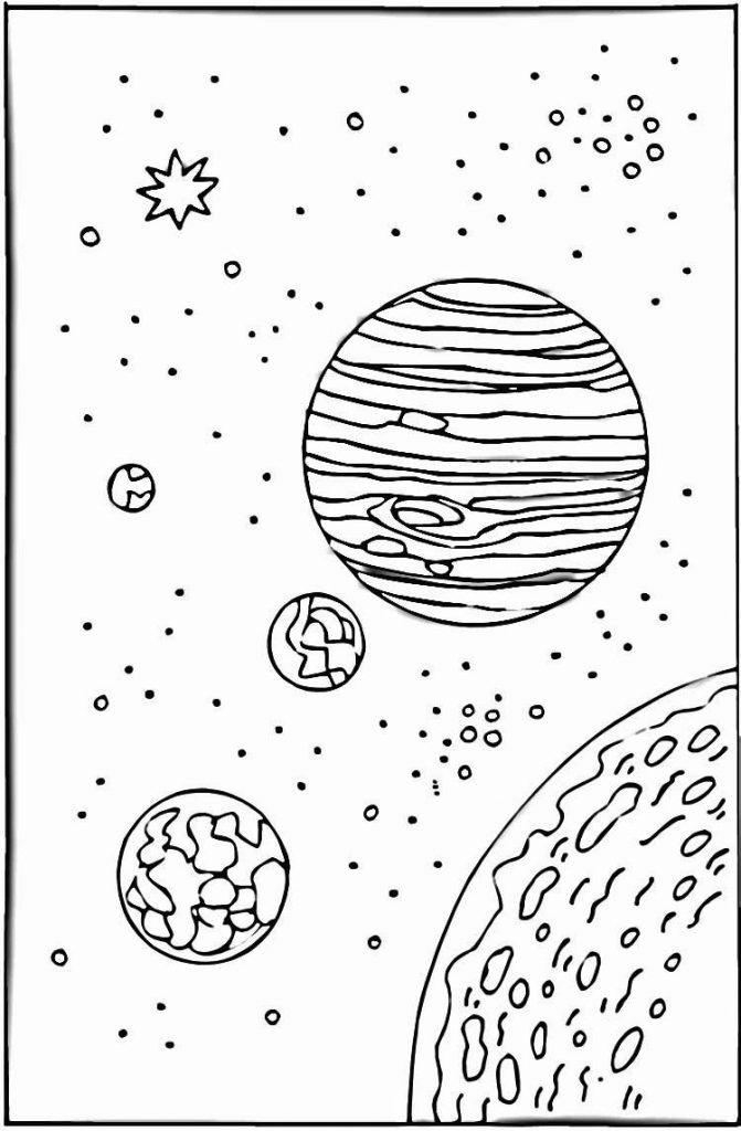 Planets in Galaxy Coloring Page