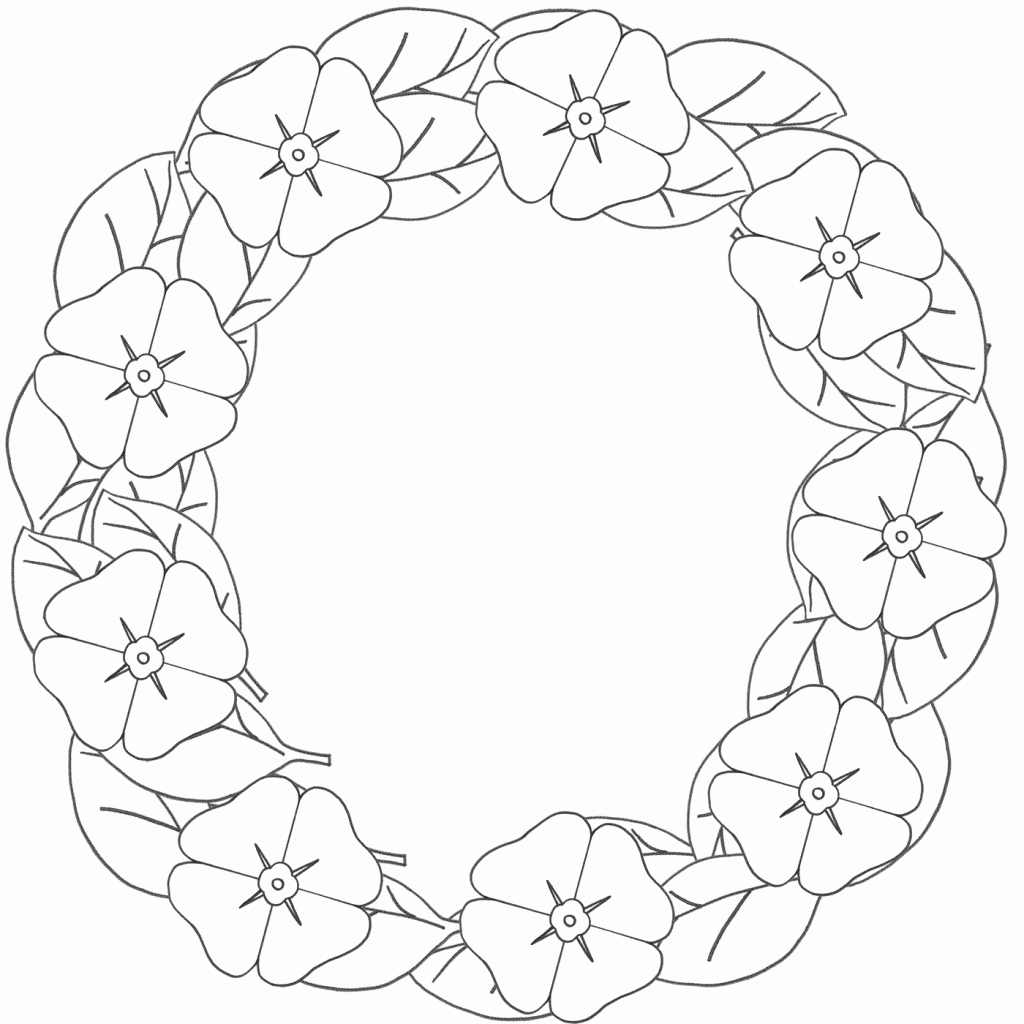 Poppy Wreath Coloring Page
