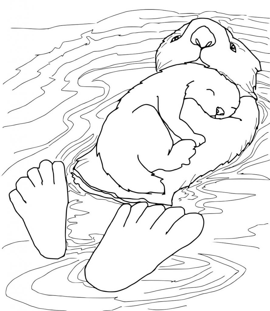 Sweet Otters Coloring Page