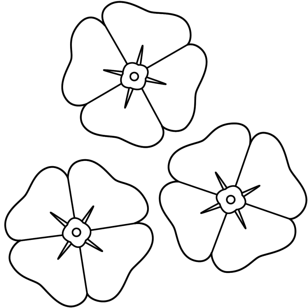 Three Poppies Coloring Page