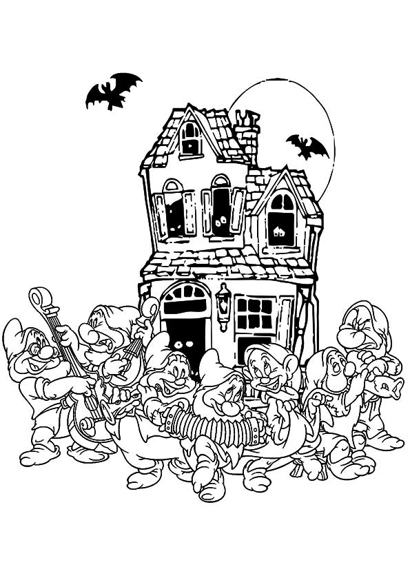 7 Dwarf Haunted House Coloring Page