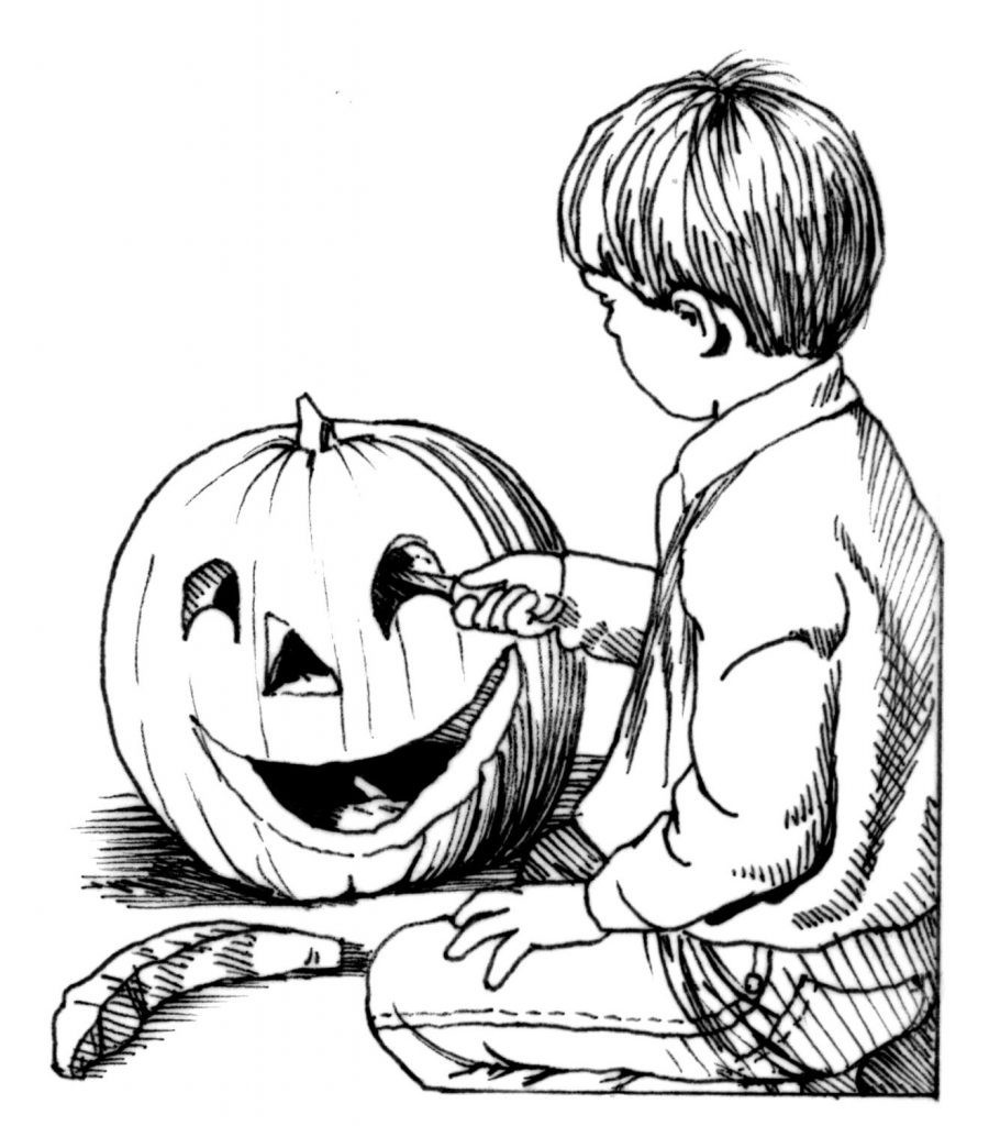 Carving Pumpkin For Halloween Coloring Page