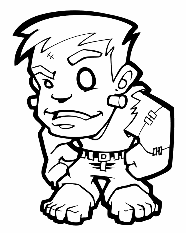Chibi Frankenstein Coloring Page