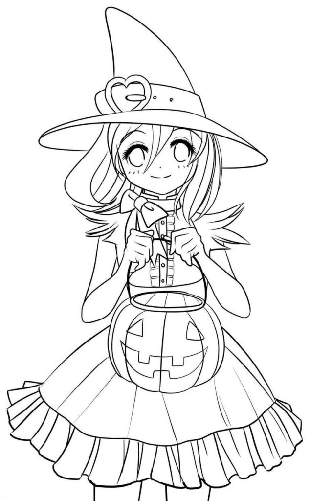 Cute Anime Halloween Coloring Pages