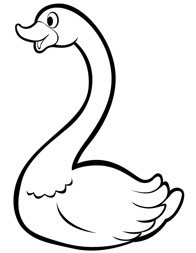 Cute Cartoon Swan Coloring Page