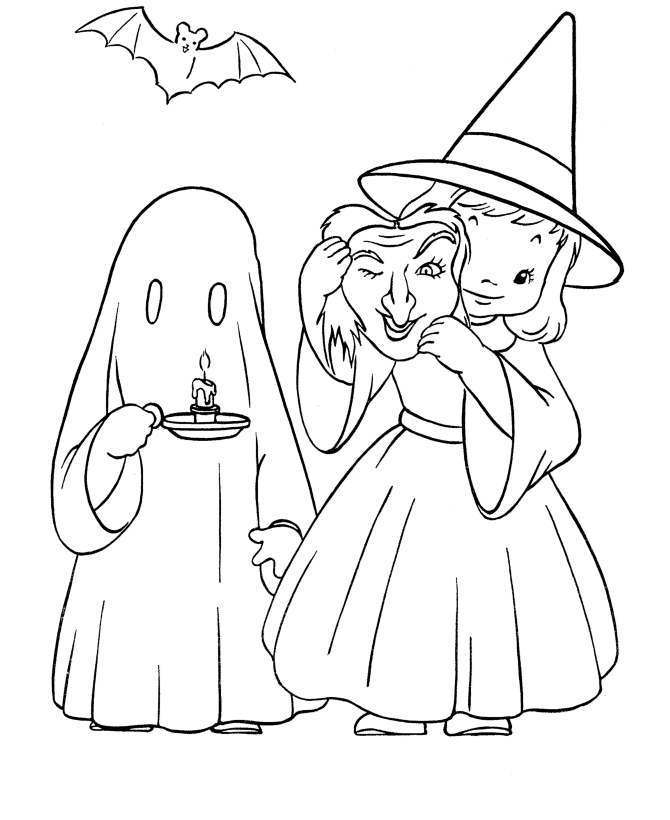 Cute Costumes Halloween Coloring Pages