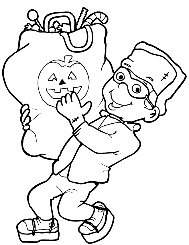 Cute Frankenstein Halloween Coloring Pages