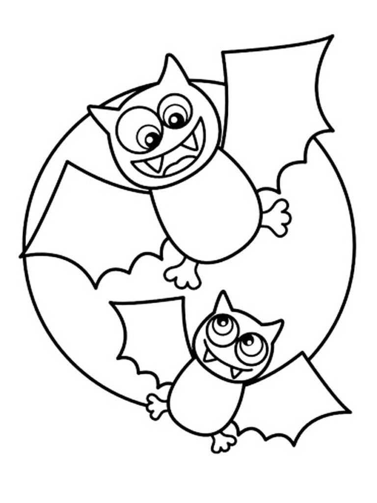 Cute Halloween Bats Coloring Page