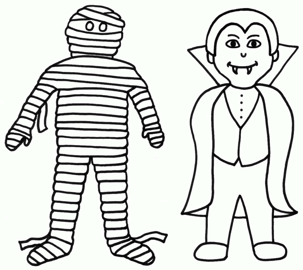 Cute Halloween Monsters Coloring Page