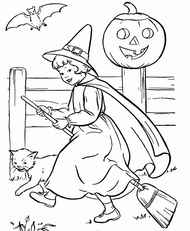 Cute Witch Halloween Coloring Pages