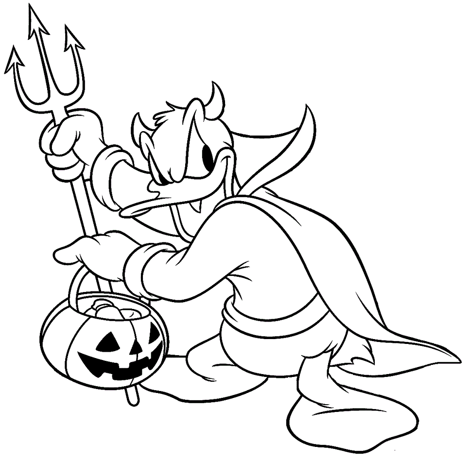 Devil Duck Costume Disney Halloween Coloring Pages