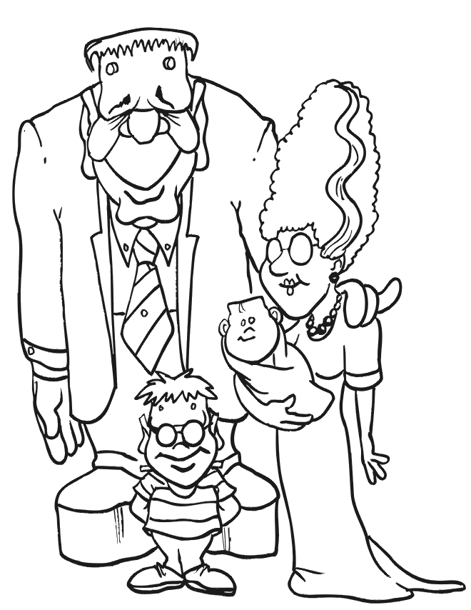 Frankenstein Family Halloween Coloring Pages