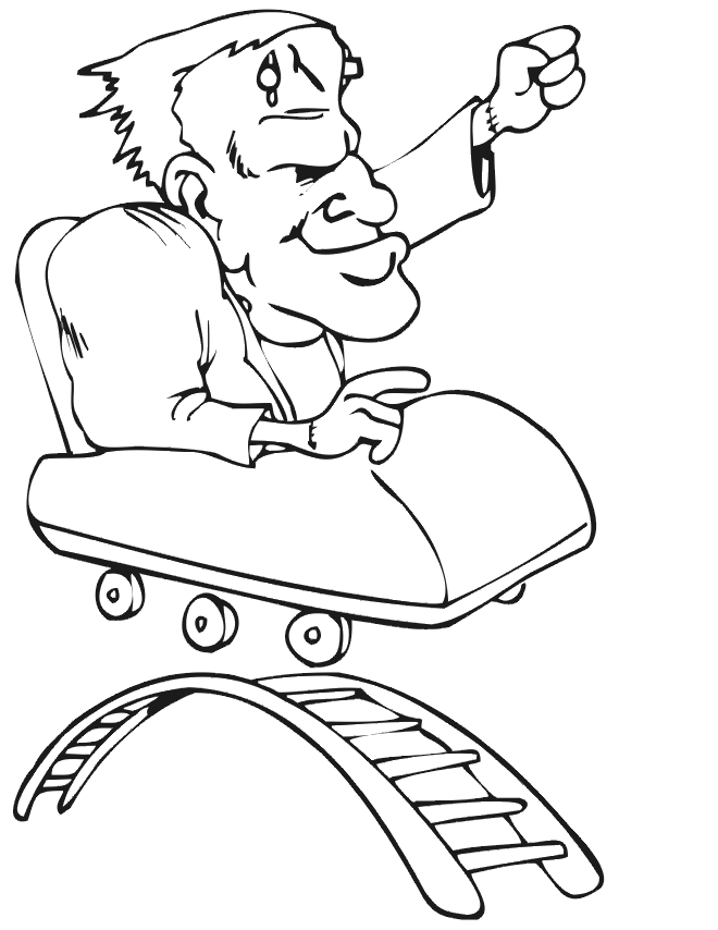 Frankenstein On A Rollercoaster Coloring Page