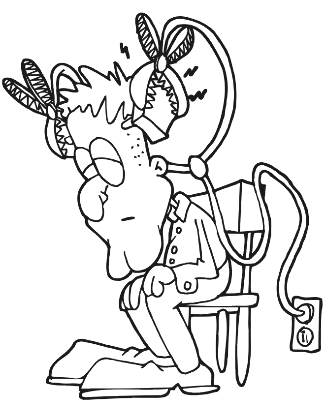 Frankensteins Electric Chair Coloring Page