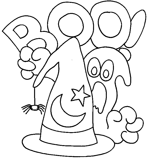 Ghost Saying Boo Halloween Coloring Pages