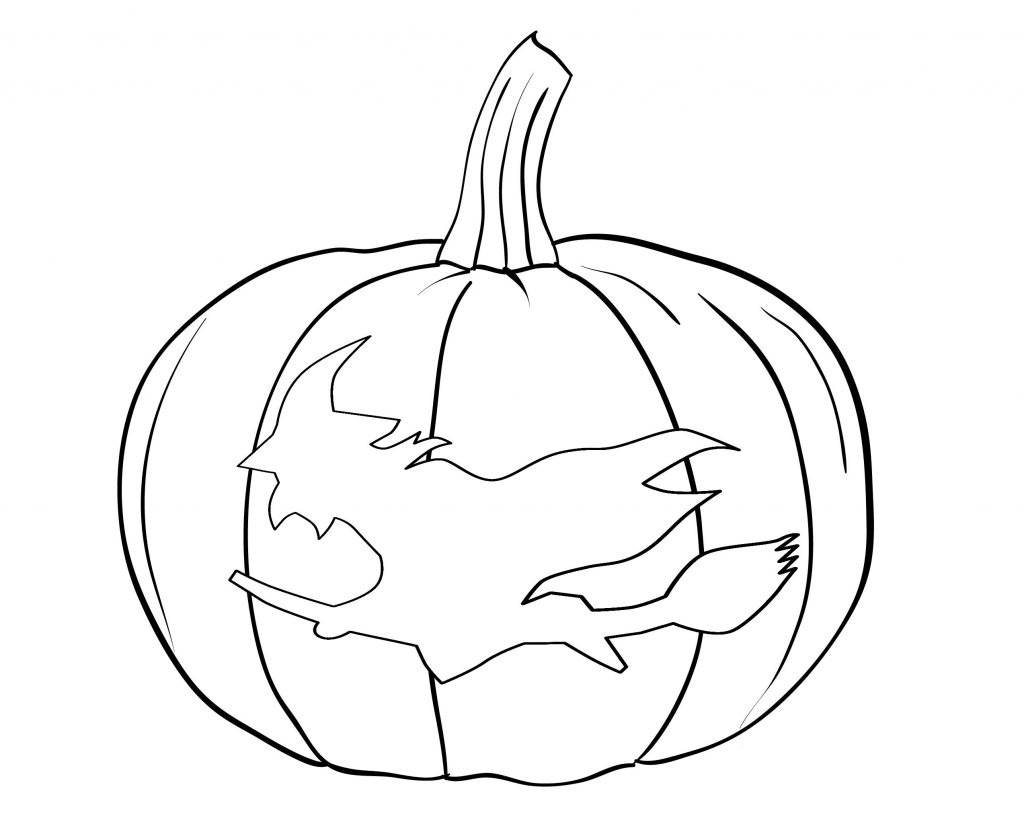 Halloween Pumpkin Carved With A Witch Coloring Pages