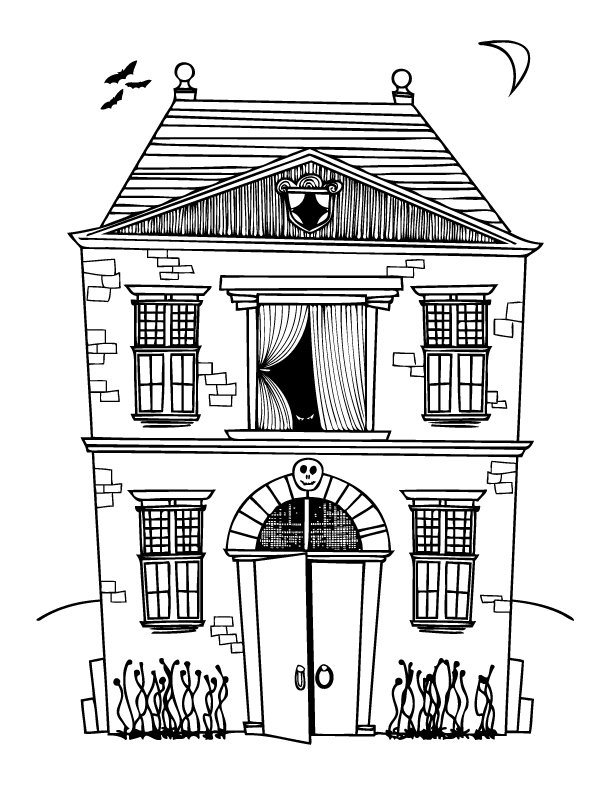 Haunted House Halloween Coloring Pages