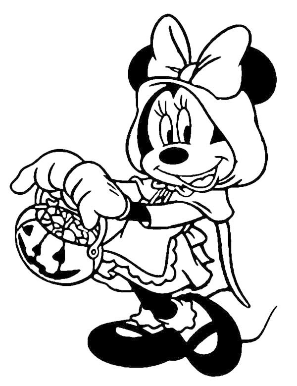 Minnie Mouse Little Red Ridinghood Costume Coloring Page