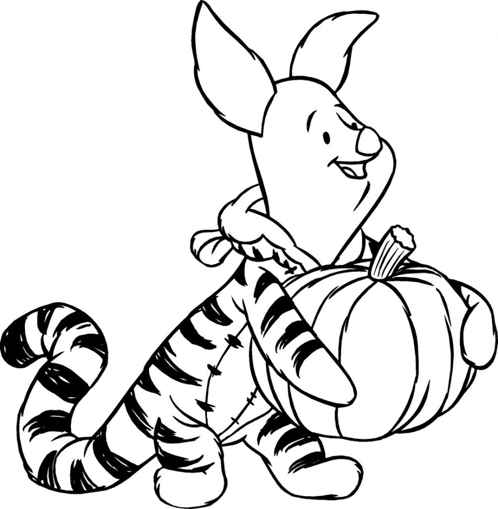 Piglet In Tigger Costume Halloween Coloring Page
