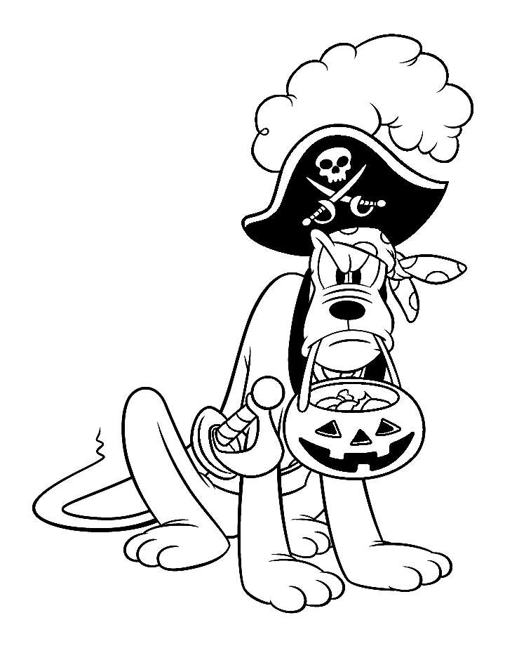 Pluto Disney Halloween Coloring Pages