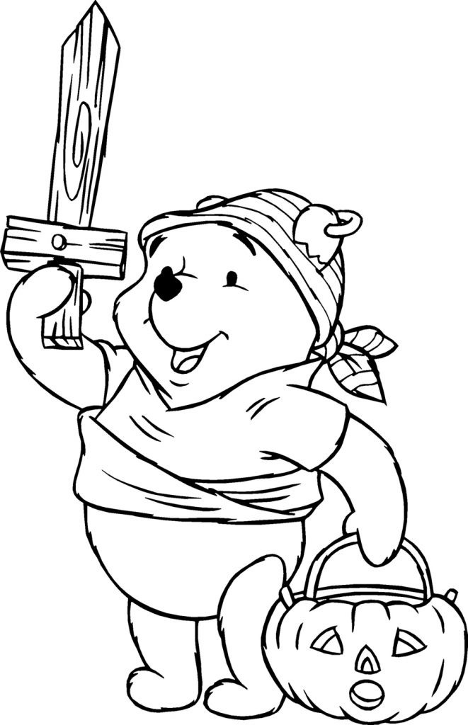 Pooh Bear Disney Halloween Coloring Pages