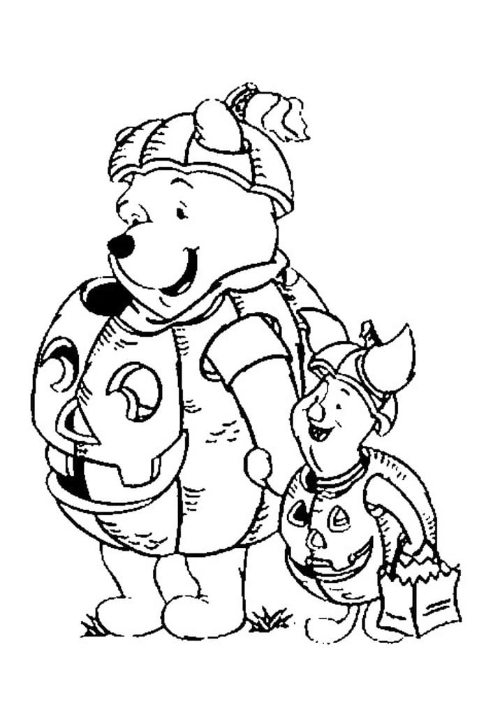 Pooh And Piglet Halloween Costume Coloring Page