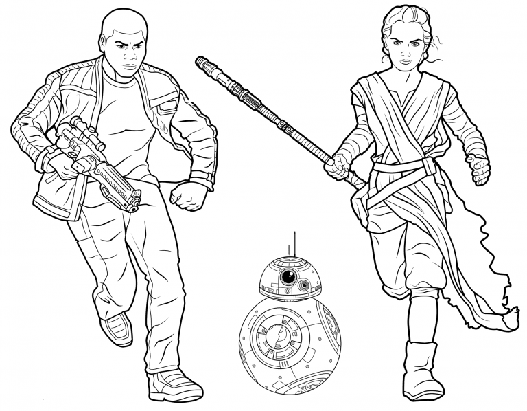 BB 8 Coloring Pages Best Coloring - Rey Finn And BB8 Coloring Page 768x598 
