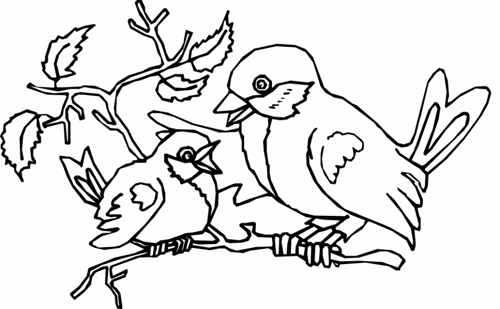 Robin And Baby Coloring Page