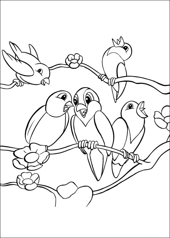 Singing Robin Birds Coloring Pages