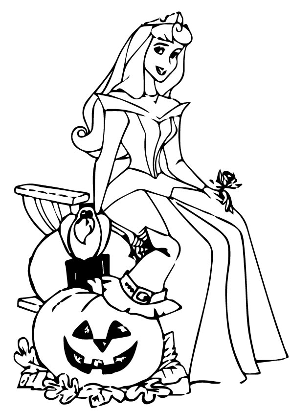 Sleeping Beauty Halloween Coloring Page