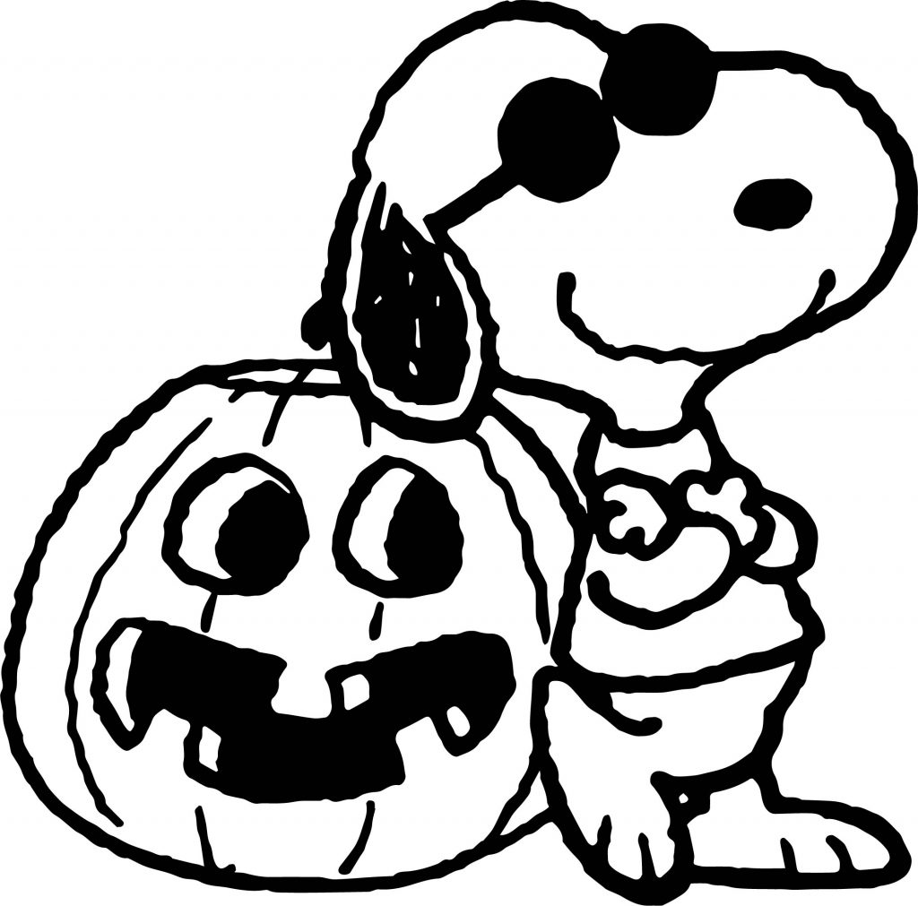 Snoopy And Halloween Pumpkin Coloring Page