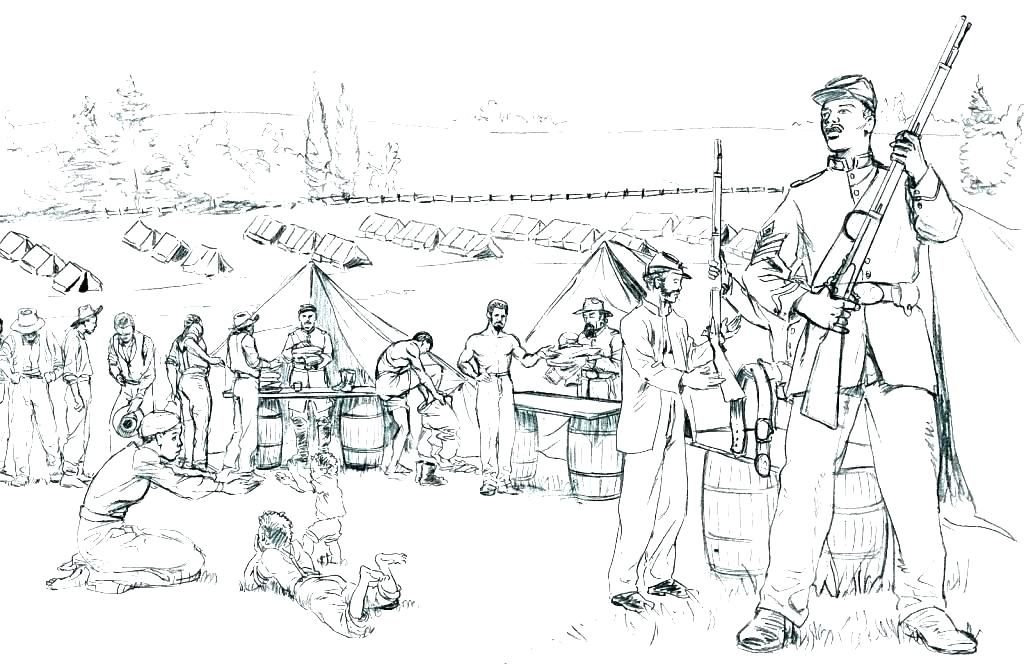 Soliers At Camp Civil War Coloring Pages